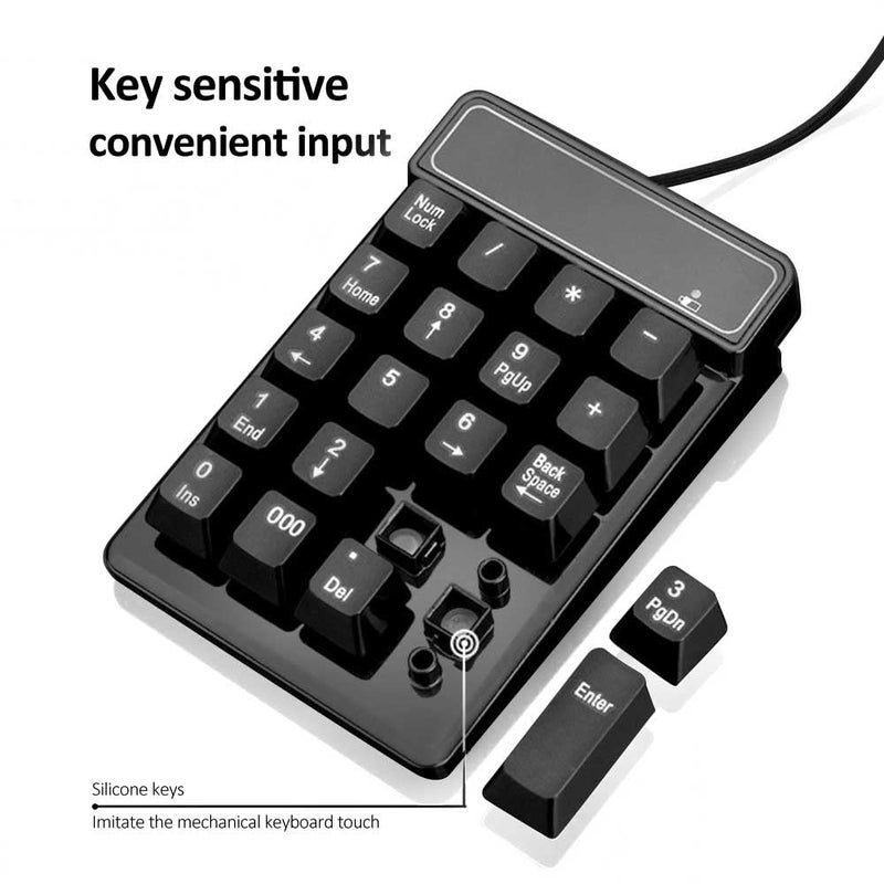 Kadaon USB Number Pad, 19 Keys Waterproof Silent Numeric Keypad with Mini USB Cable, for Laptop/Notebook, Compatible with Windows System - Image 5